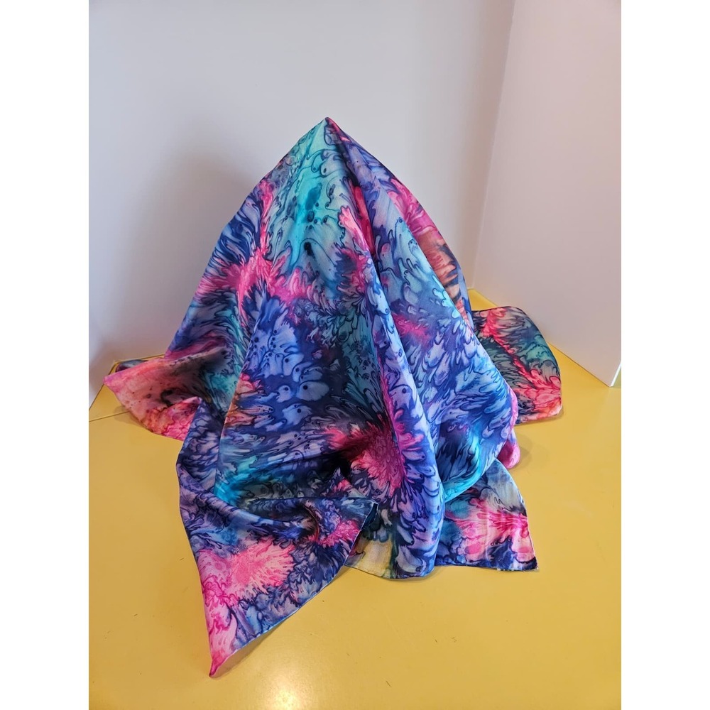 Vintage 100% Silk Head Scarf Made In China